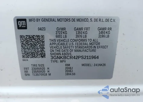 2023 Chevrolet Blazer Fwd 2Lt из США, поврежденный, VIN 3GNKBCR42PS211964